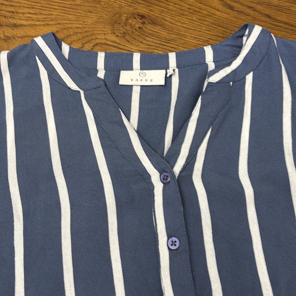 KAFFE Navy and White Striped Blouse - Picture 4 of 11